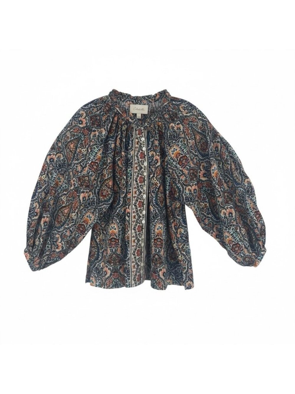 Cleobella Women’s M Fabiola Button Blouse Paisely Organic Cotton Top In Meadow - Picture 3 of 14